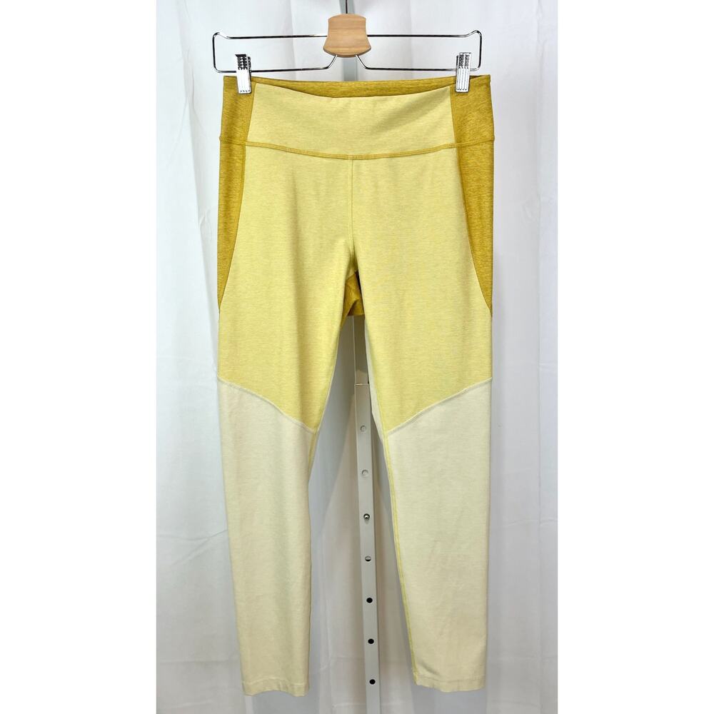 OUTDOOR VOICES  Size L Tri Tone Mid Rise Leggings Ochre Sunflower Wheat Yellow